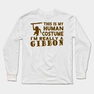 Gibbon costume animal lover retro zoo monkey Long Sleeve T-Shirt
